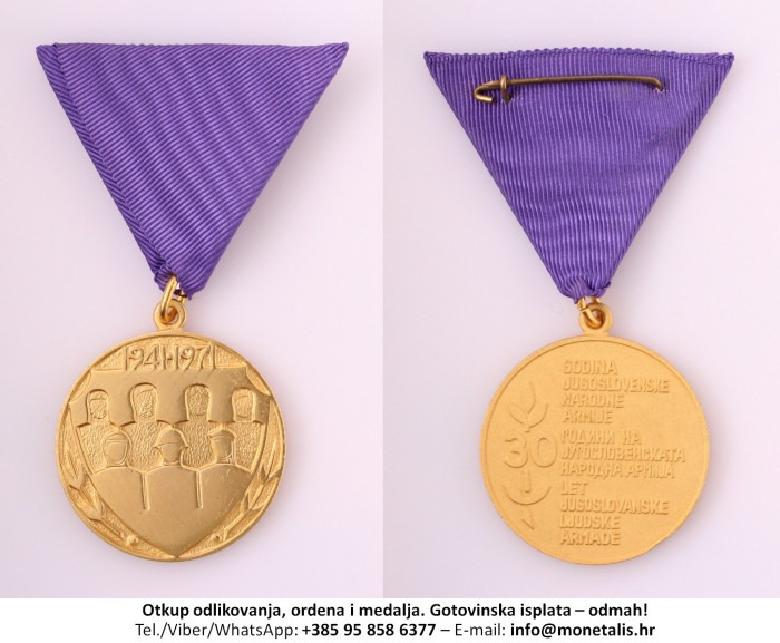 Otkupljujemo odlikovanje Medalja za 30 godina Jugoslavenske narodne armije - 095 858 6377
